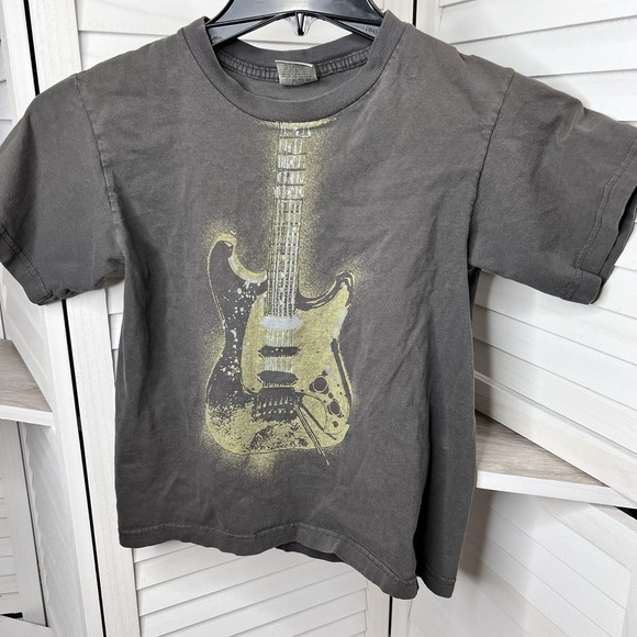 Vintage Y2K Cygnus Electric Guitar T-Shirt Gray Boys Size Medium - Picture 1 of 6